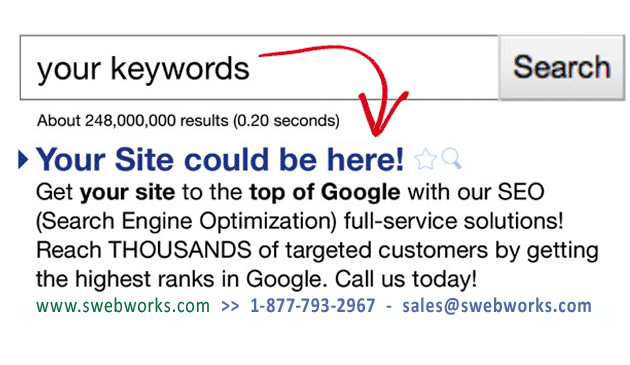 Get your site to the top of the search results!